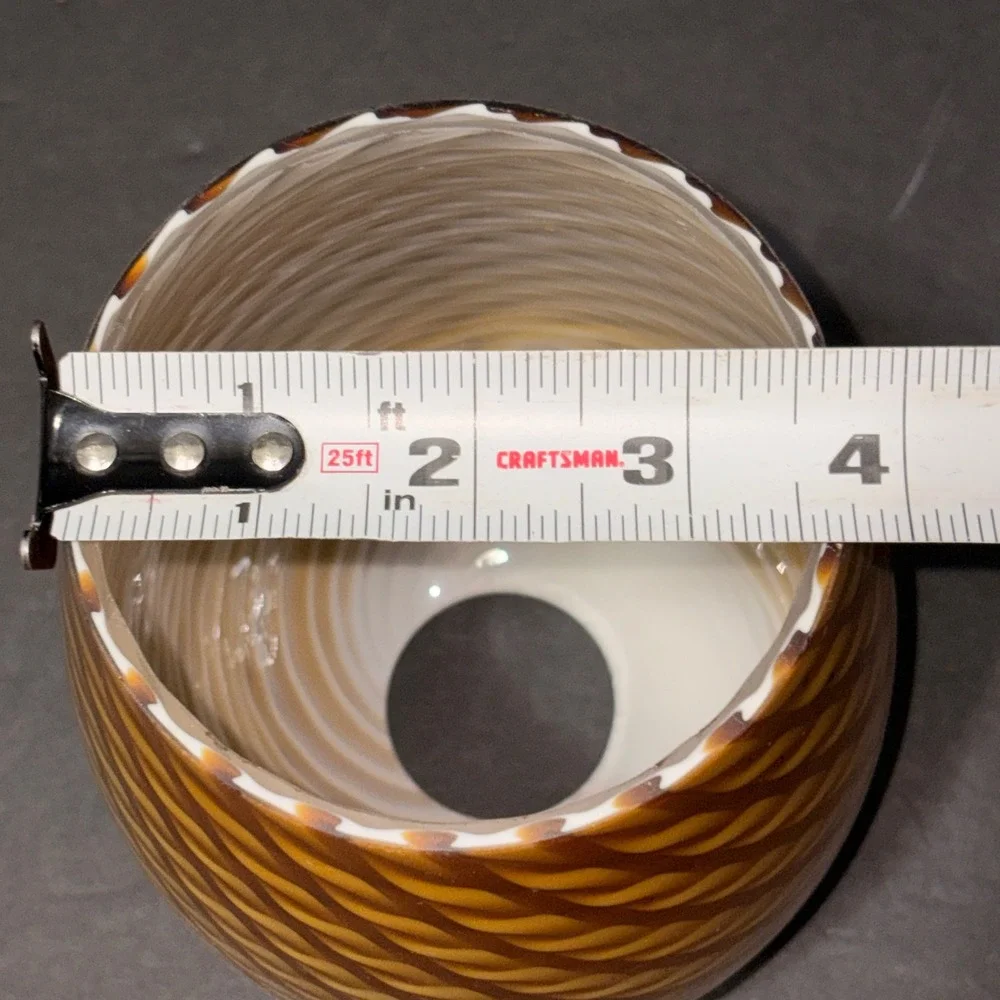 Amber Yellow Swirl Art Glass Lamp Shade Ribbed Hand Blown Replacement Globe 6